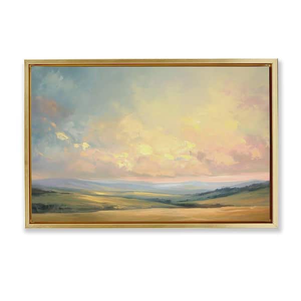Tranquil Twilight Fields by Gina Kelly Gold Floater Frame Nature Graphic Art Print 21 in. x 31 in.