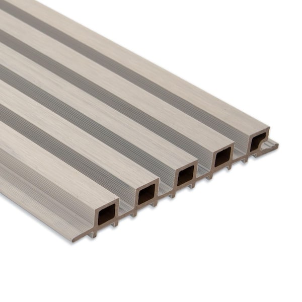 8.6 in. x 107 in. x 1 in. 5-Grid Composite Cladding Siding Outdoor Wall Panel in Oak Color (Set of 2-Piece)