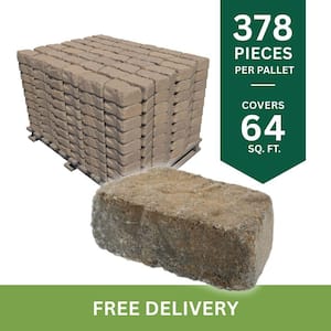 Mini Beltis 3 in. H x 8 in. W x 4 in. D Tan Charcoal Concrete Retaining Wall Block Pallet (378-Piece/Pallet)