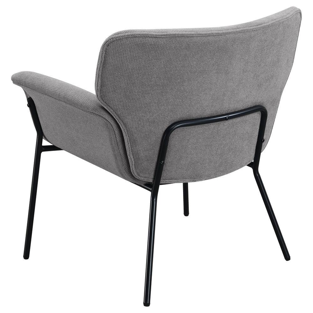 Ash Grey Mid-Century Modern Metal Accent Chair
