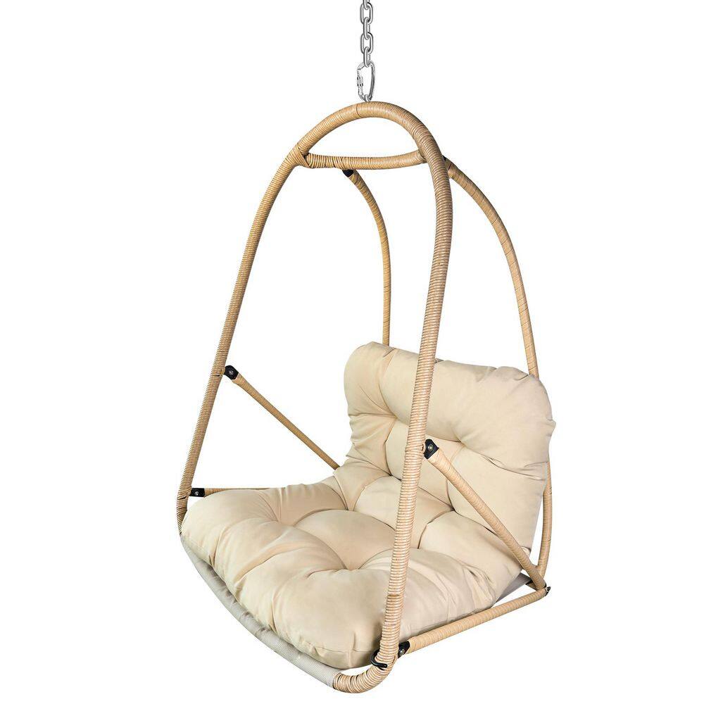 Indoor Outdoor Wicker Rattan Patio Basket Hammock Chair with C Type Bracket,Cushion and Pillow,without Stand price history on PriceWatchPro