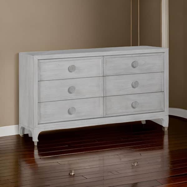 Benjara White 6-Drawer 66 in. Wide Dresser with Mirror