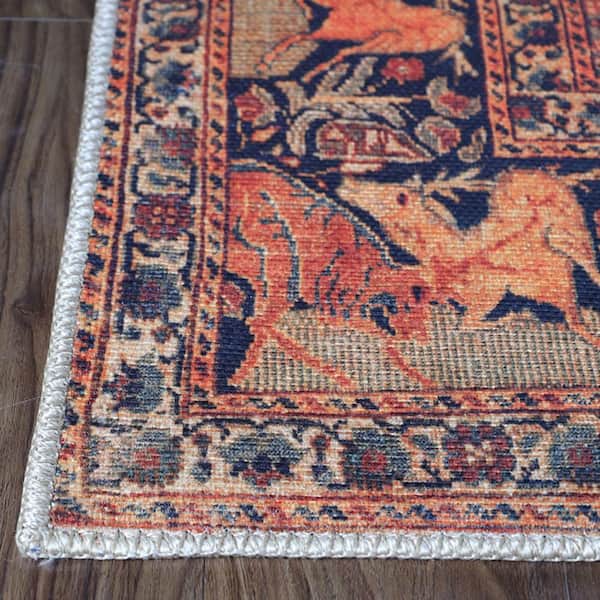 8 ft. Brown Medallion Power Loom Runner Rug
