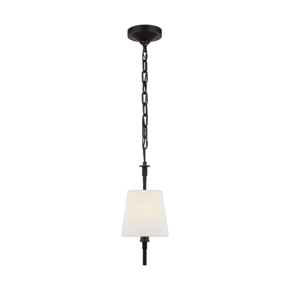 Perth Aged Iron 2-Light Chandelier with White Linen Shades