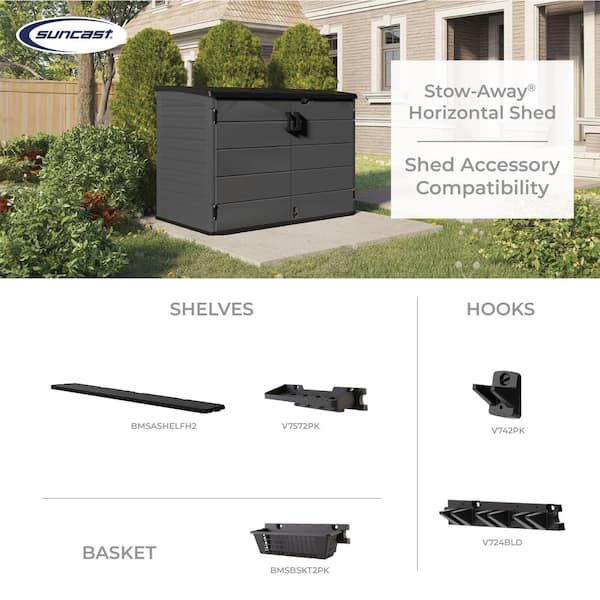 Suncast The Stow-Away 5 ft. x 4 ft. Plastic Horizontal Storage Shed with Floor Kit Suncast The Stow-Away 5 ft. x 4 ft. Plastic Horizontal Storage Shed with Floor Kit