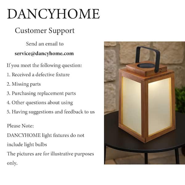 DANCYHOME 12 in. Black Modern Rechargeable Integrated LED Wooden