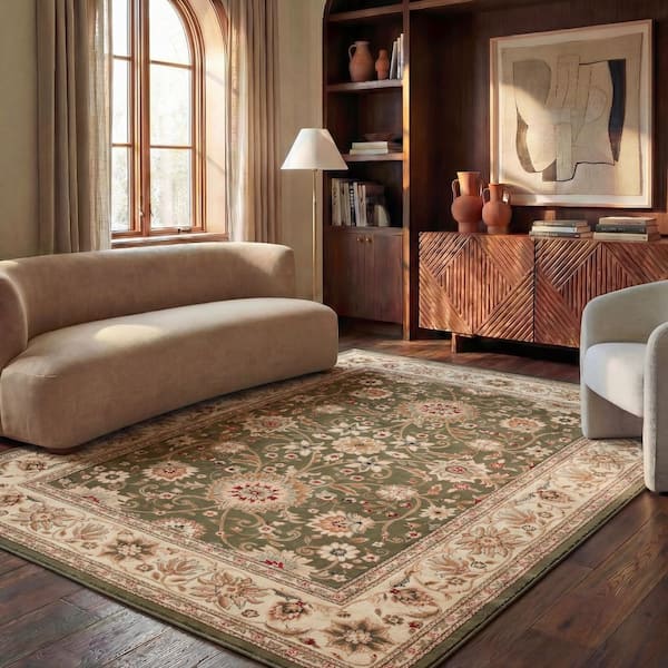 Lyndhurst 10 ft. x 14 ft. Sage/Ivory Floral Area Rug