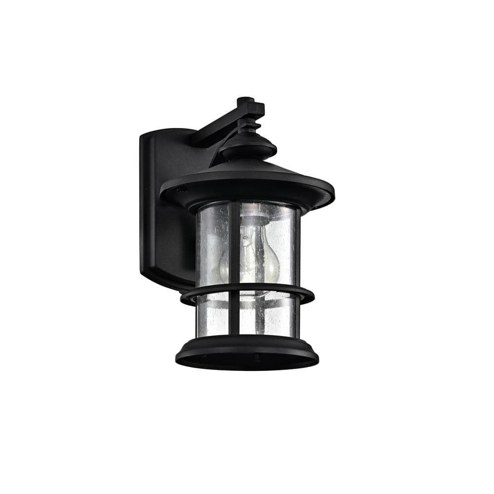 1-Light Black Hardwired Outdoor Wall Lantern Sconce Porch Light with Clear Seedy Glass price history on PriceWatchPro