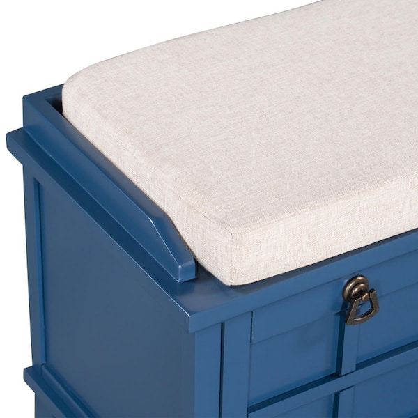 GODEER Navy Blue The Down with D) Storage 42.90 Storage Doors 3-Drop W x and WF292864LXLAAM Home Depot Bench Entryway H 15.40 for (19.30 - x Hallway