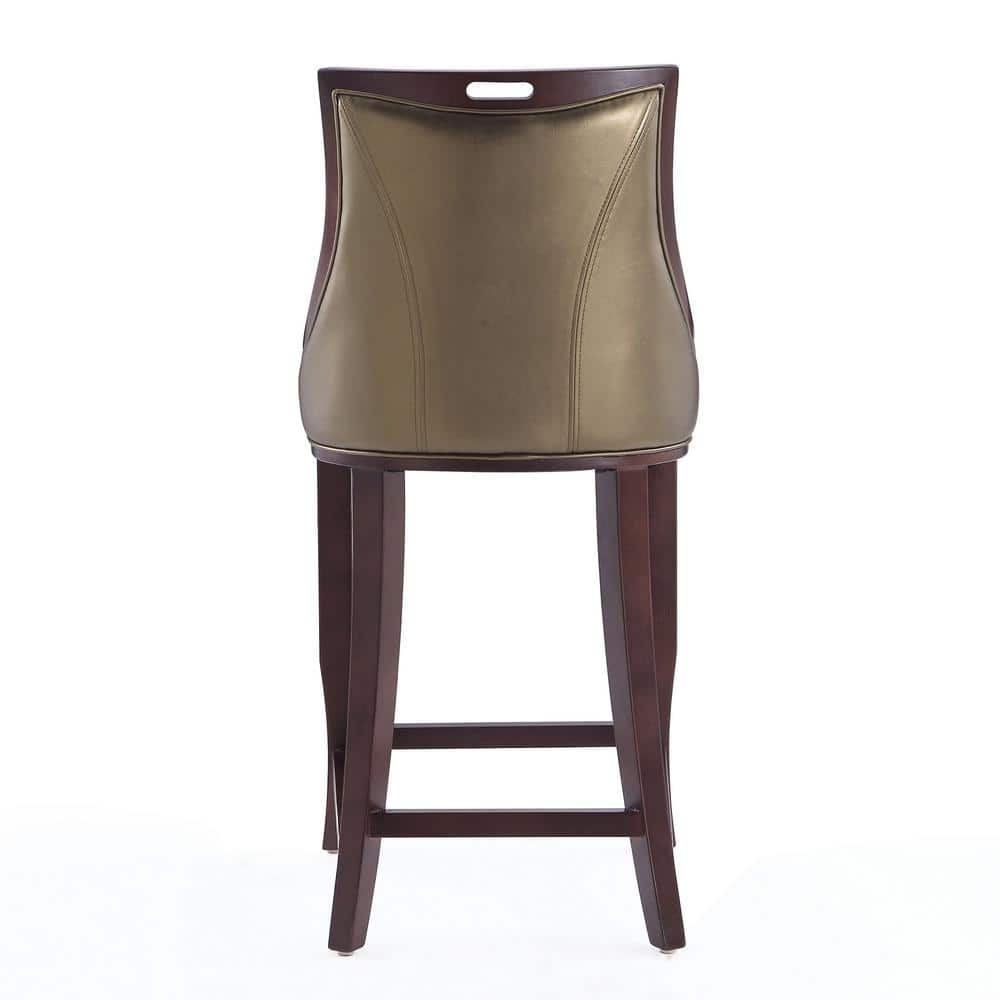 Emperor 41" Bronze and Walnut Adjustable Leather Barstool