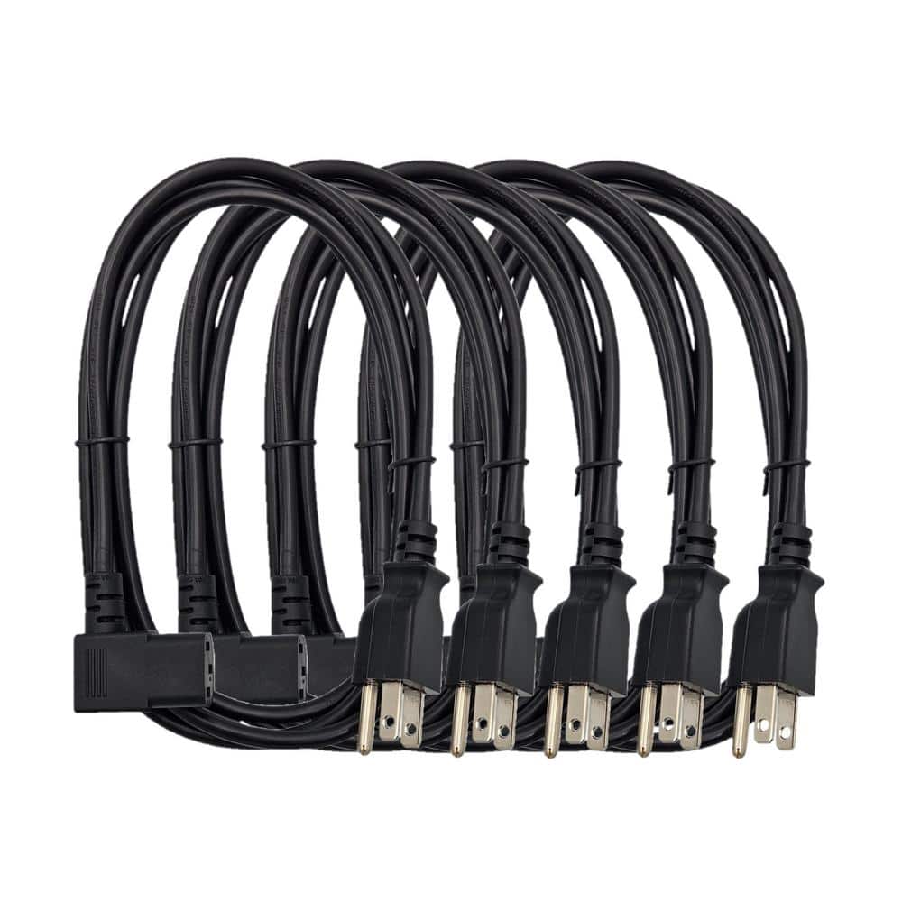 6ft. Universal Right Angle AC Power Cord 18AWG / 3 Conductors (NEMA 5-15P to C13) Indoor Black 5-Pack price history on PriceWatchPro