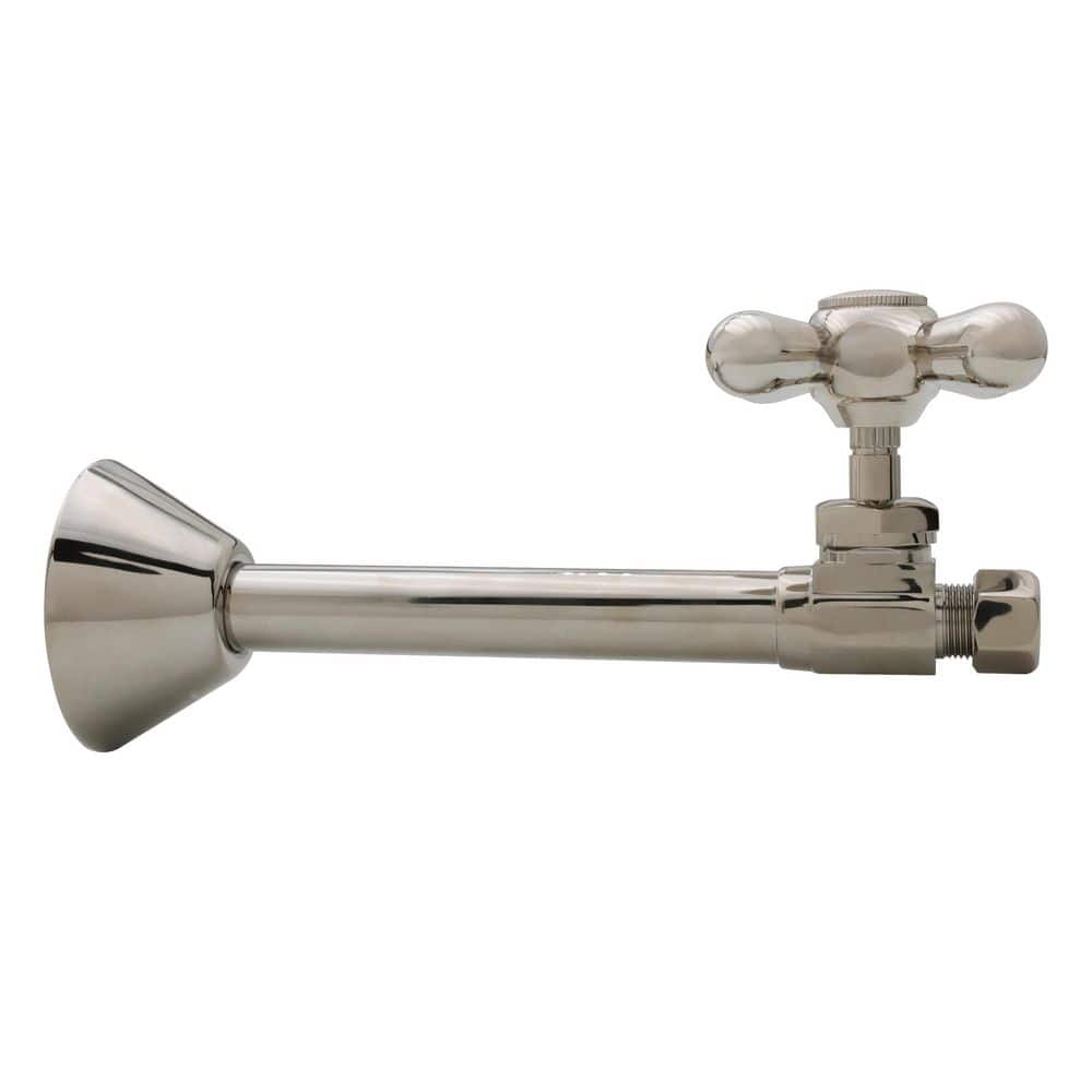 Polished Nickel Cross Handle Straight Stop Valve