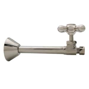1/2 in. Copper Sweat x 3/8 in. O.D. Compressor Cross Handle Straight Stop, Polished Nickel
