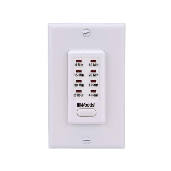 Woods 15-Amp 4-Hour In-Wall Countdown Digital Timer Switch, White