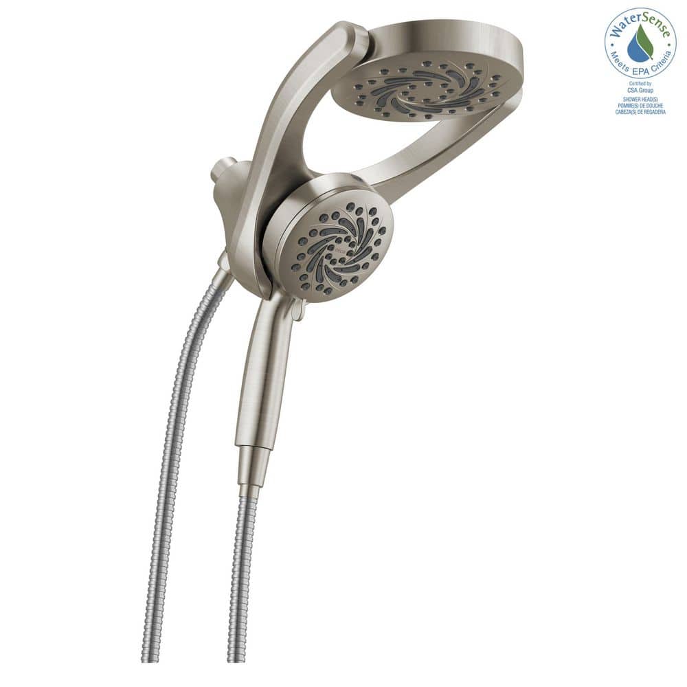 Brushed Nickel Dual Shower Head with Handheld and Rain Options