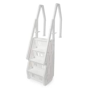 Deluxe 24 in. Adjustable In Step Ladder for Above Ground Pool in White