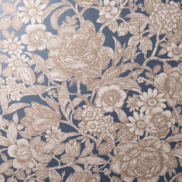 Hedgerow Navy Floral Trails Wallpaper