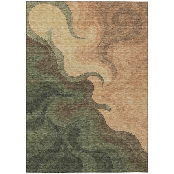 Chantille Machine Washable Indoor/Outdoor Abstract ACN2468 Olive 10 ft. x 14 ft. Area Rug