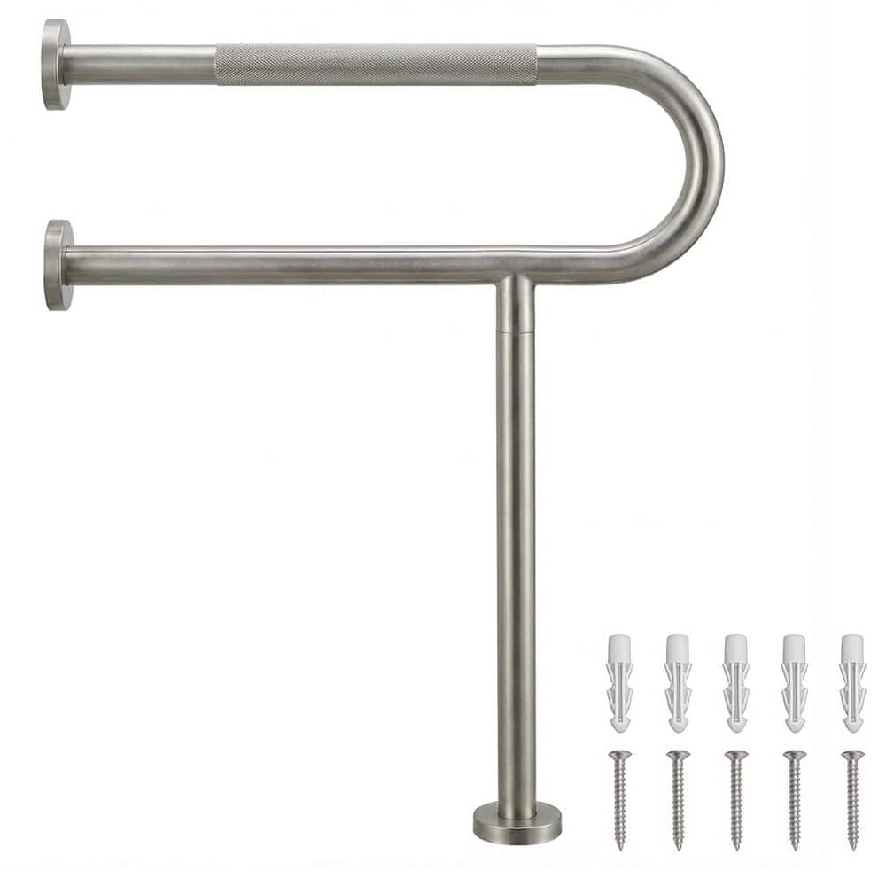 30 in. x 28 in. Wall & Floor Mounted Stainless Steel Handicap Grab Bar Brushed Nickel Anti-Slip Knurled Grip Safety Rail price history on PriceWatchPro