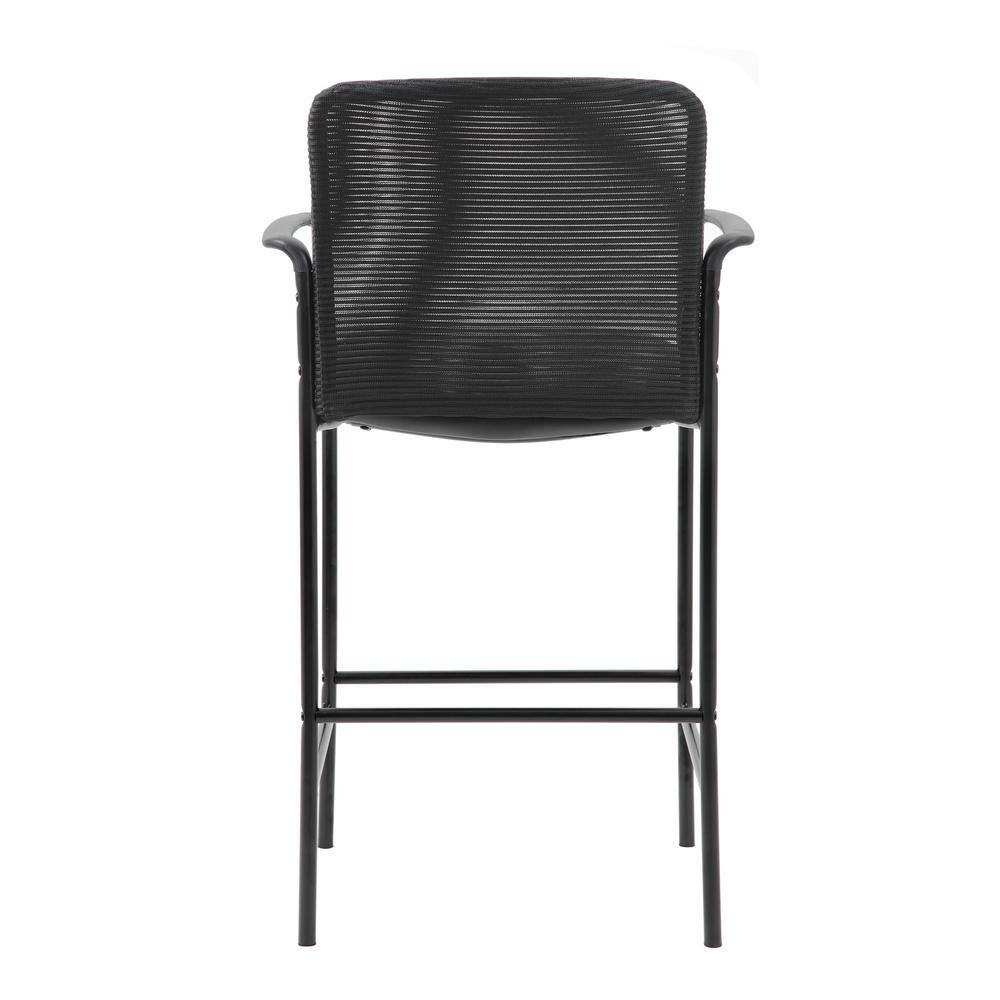 Black Mesh and Leatherette Counter Stool with Arms