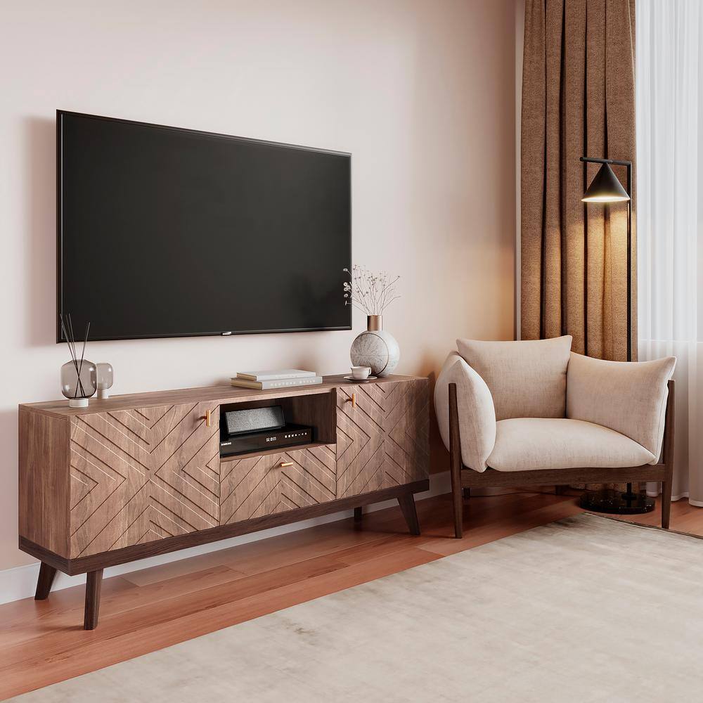 Alba 59'' Brown Laminate TV Stand with Cabinet