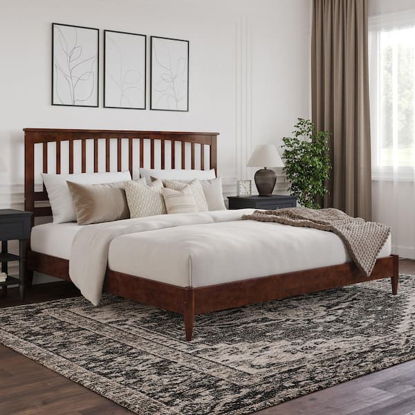 AFI Becket Walnut Brown Solid Wood Frame King Low Profile Platform Bed