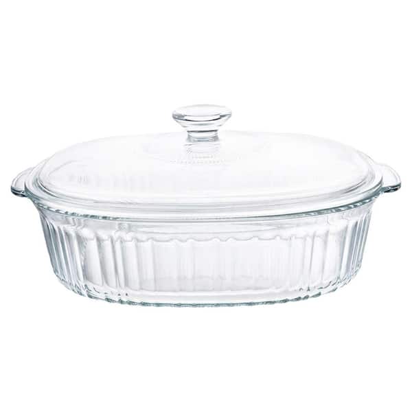 Oval 2.8 L 3 qt. High Borosilicate Glass Casserole Dish with Lid for Oven Microwave Dishwasher Baking Cooking