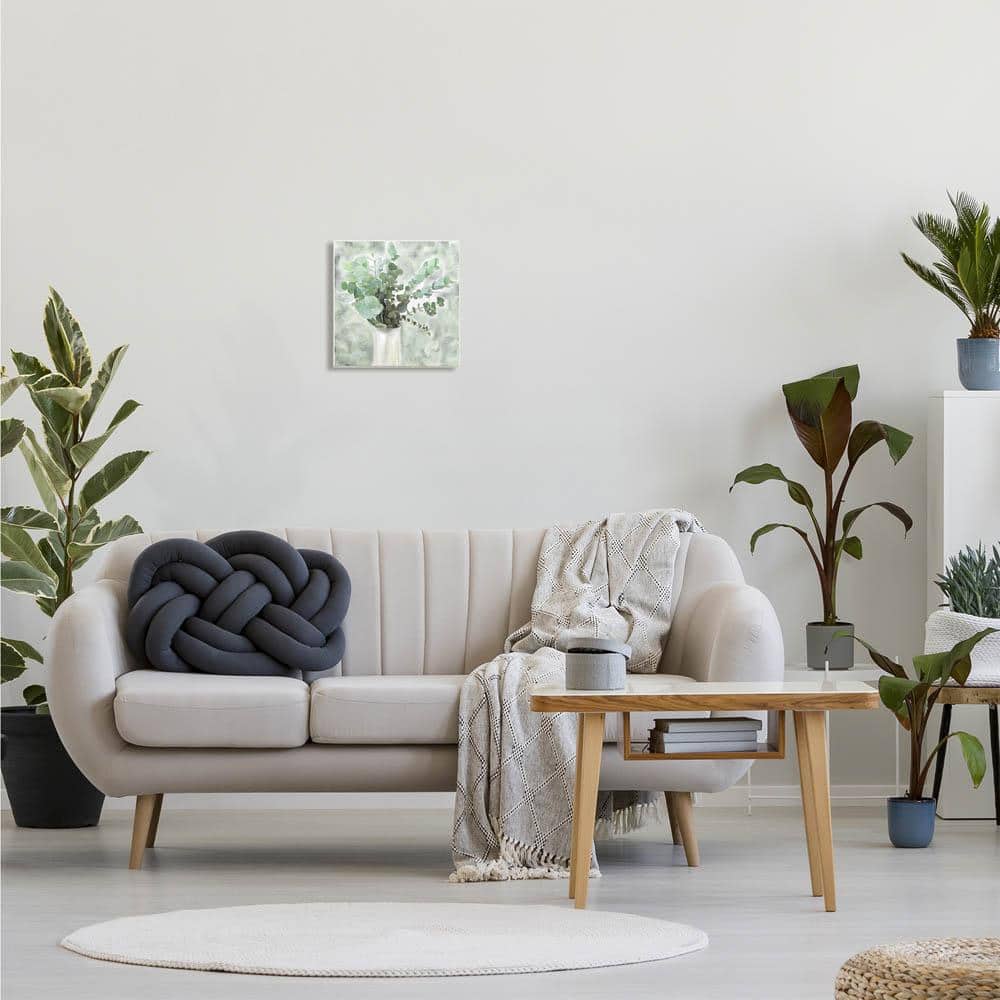 Sage Green Eucalyptus in White Vase 12" x 12" MDF Wall Art