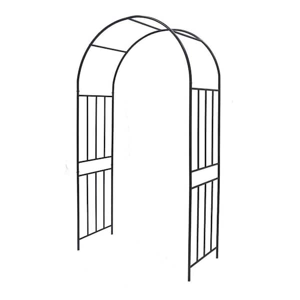 42.24 in. x 85.83 in. Black Metal Garden Arch Arbor Trellis