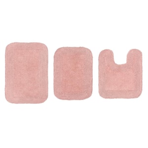 Radiant Collection 100% Cotton Bath Rugs Set, 3-Pcs Set with Contour, Pink