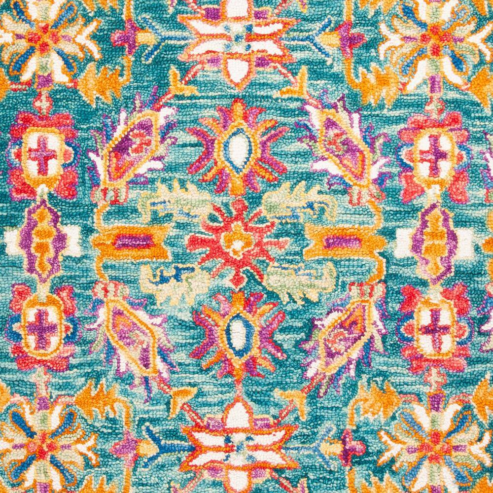 Handmade Blue and Purple Floral Wool Area Rug