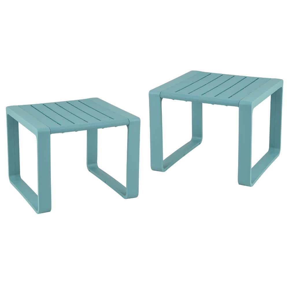 Adirondack Outdoor Side Table Set of 2 Weather Resistant PP Slatted Patio End Table in Blue price history on PriceWatchPro