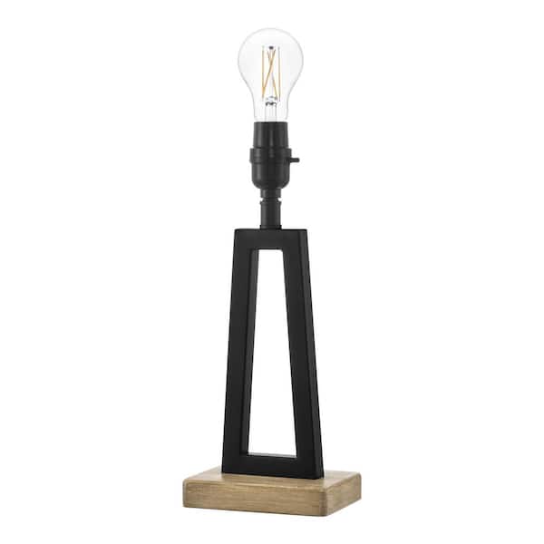 Hampton Bay Mix and Match 13.75 in. H Matte Black and Faux Wood Accent Lamp Base