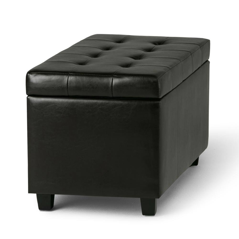 Tanners Brown Tufted Faux Leather Storage Footstool