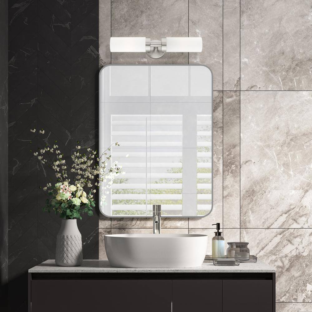 Sleek Brushed Nickel Outdoor Vanity Sconce with Satin Opal White Glass