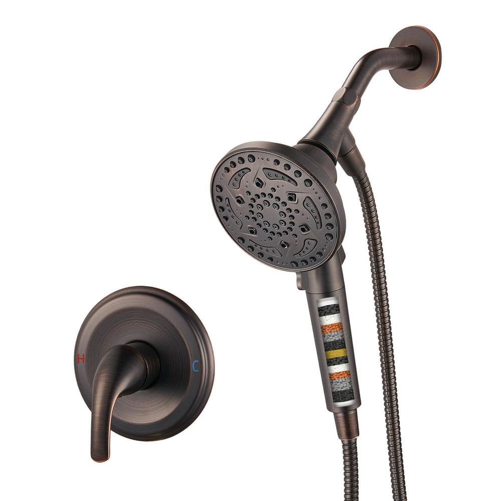 "Filter Single-Handle 7-Spray Shower Faucet 1.8 GPM with 4.7"" Handheld Shower Head in Oil Rubbed Bronze (Valve Included)" price history on PriceWatchPro