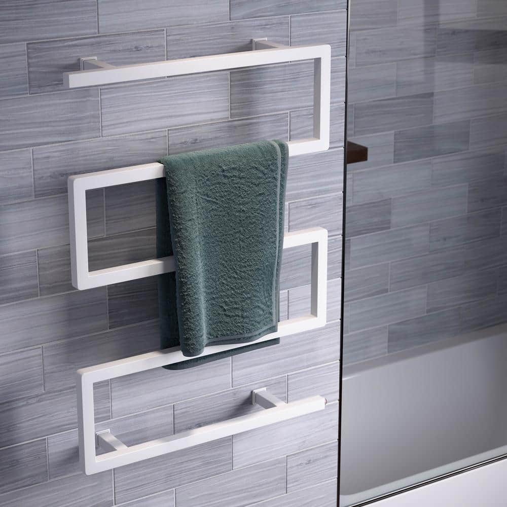Voltaire 5-Bar Matte White Stainless Steel Electric Towel Warmer