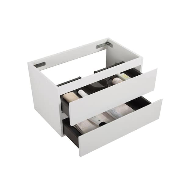 Sage Modern 35.5 in. Floating Bath Vanity Cabinet without Top in White with 2-Drawers, Assembled