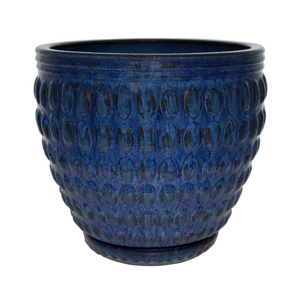 Trendspot 12 in. Dia Blue Mediterranean Bell Ceramic Planter Decorative Pots  CR11403S-120A - The Home Depot