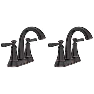 Rumson 4 in. Centerset Double Handle Bathroom Faucet in Legacy Bronze (2-pack)