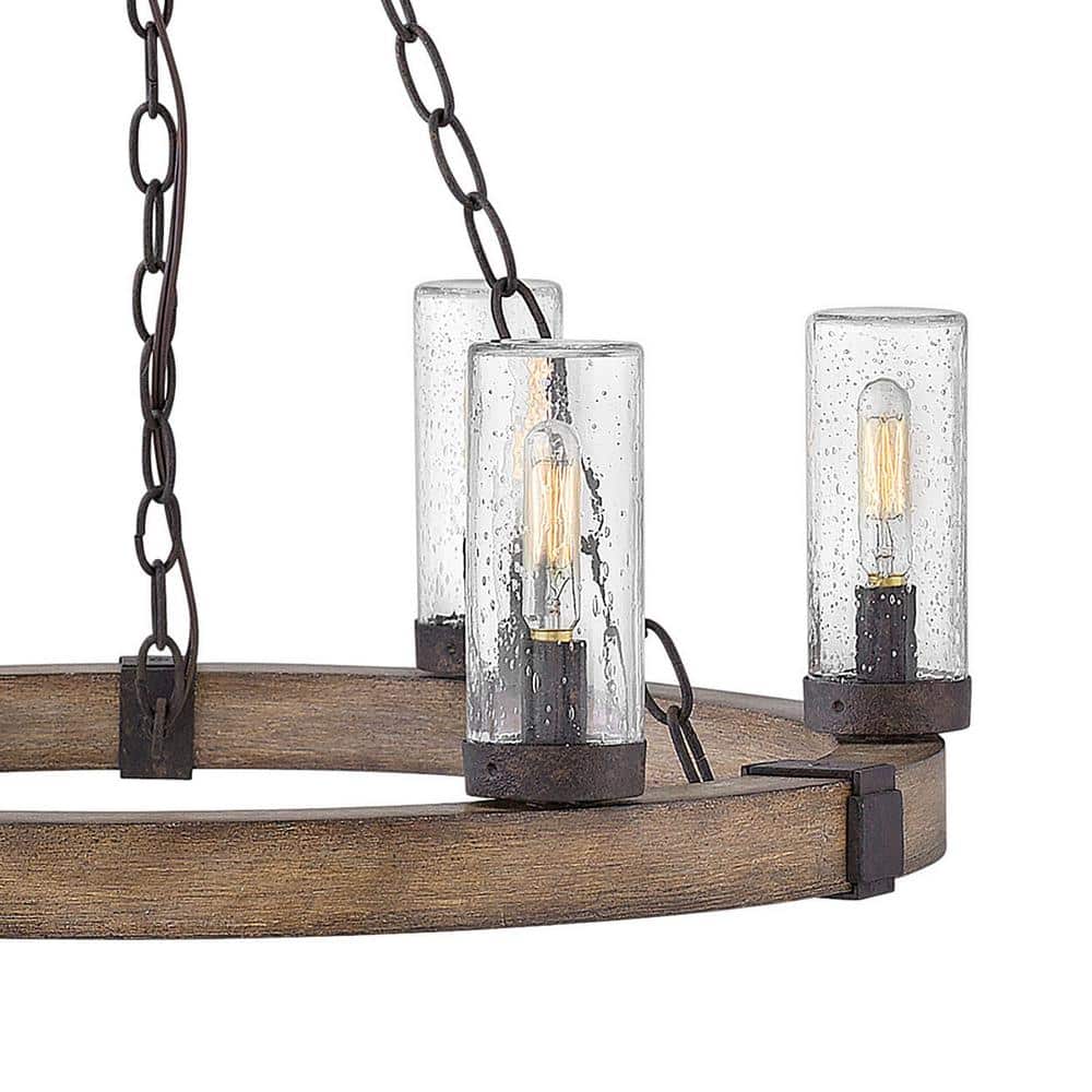 Sawyer Sequoia Brown 24" Outdoor Chandelier with Clear Seedy Glass