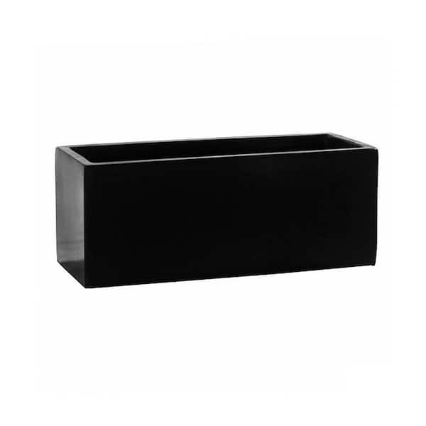 Vasesource Carlo 8 in. x 8 in. x 20 in. Black Fiberstone Planter