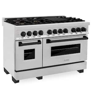 Autograph Edition 48 in. 7 Burner Double Oven Dual Fuel Range in Fingerprint Resistant Stainless Steel and Matte Black