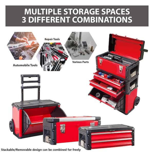 Portable Cantilever Toolbox Organizer Tray for Workshop Garage