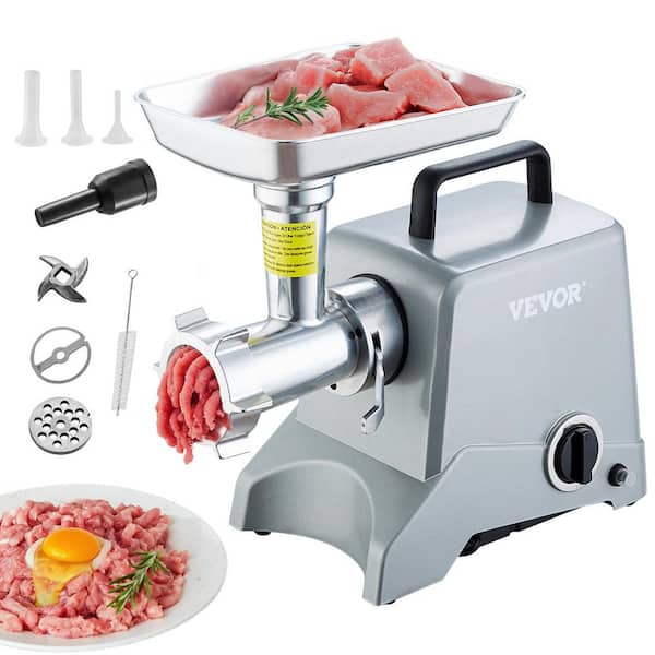 VEVOR Heavy-Duty 5LB/Min Electric Meat Mincer in Silver 0.77HP 575W（800W MAX), Aluminum, Sausage Stuffer and ETL Listed