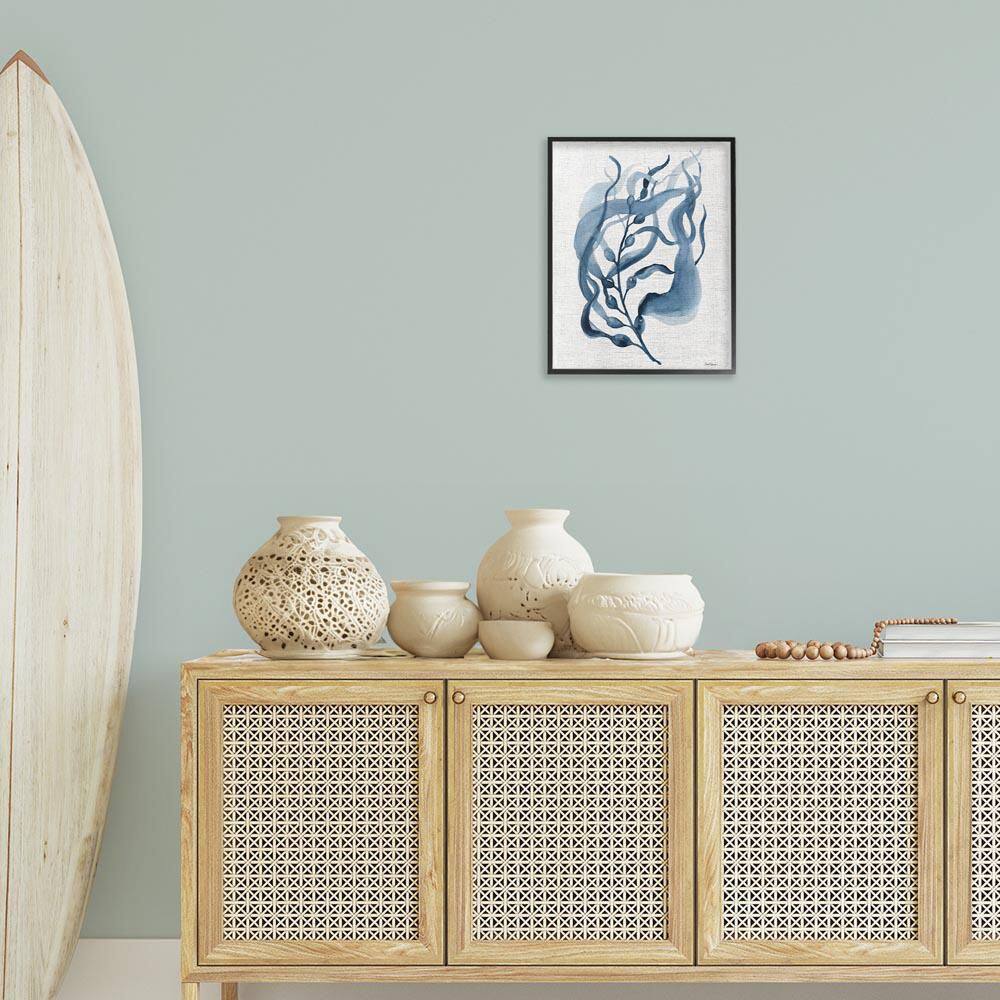 Fluid Blue Herb Leaf by Carol Robinson Black Framed Nature Giclee Art Print 20 in. x 16 in. price history on PriceWatchPro