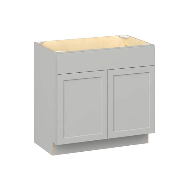 Emerson Whisper Gray Vanity Sink Base Ready to Assemble Kitchen Cabinet (36 in. W x 34.5 in. H x 21 in. D)