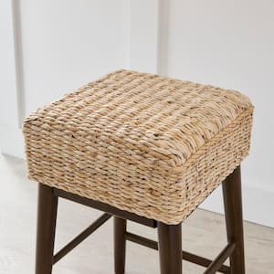 Fairgate Backless Woven Counter Stools with Walnut Brown Legs (Set of 2)