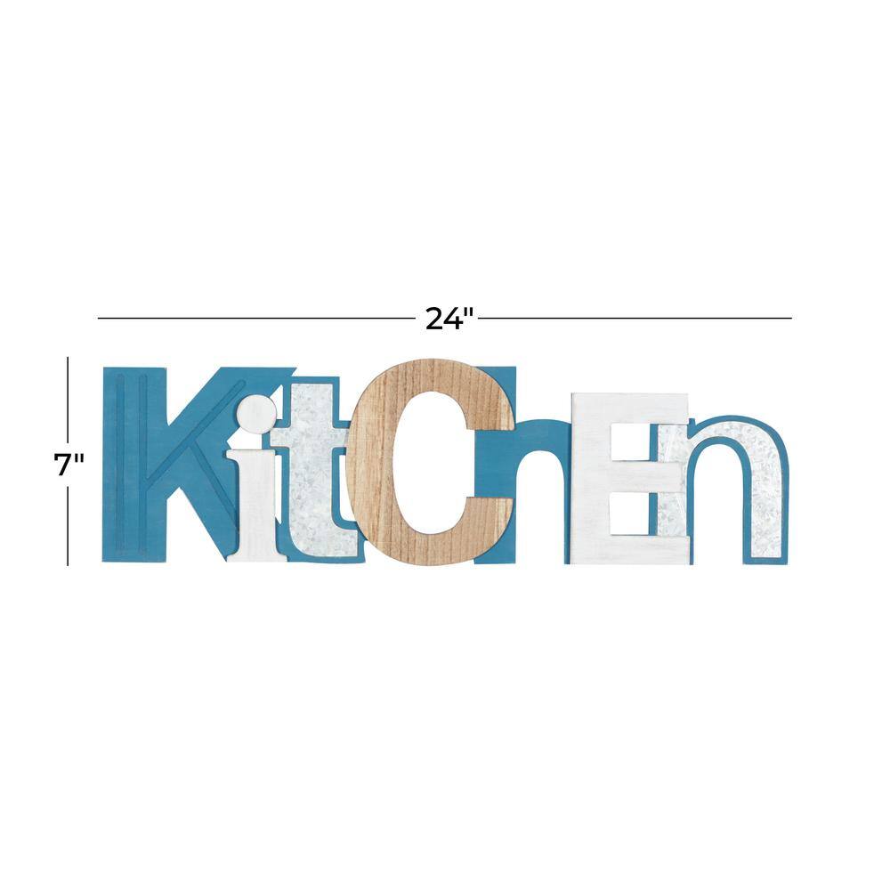 Multi-Colored Wood and Metal Coastal Kitchen Wall Sign