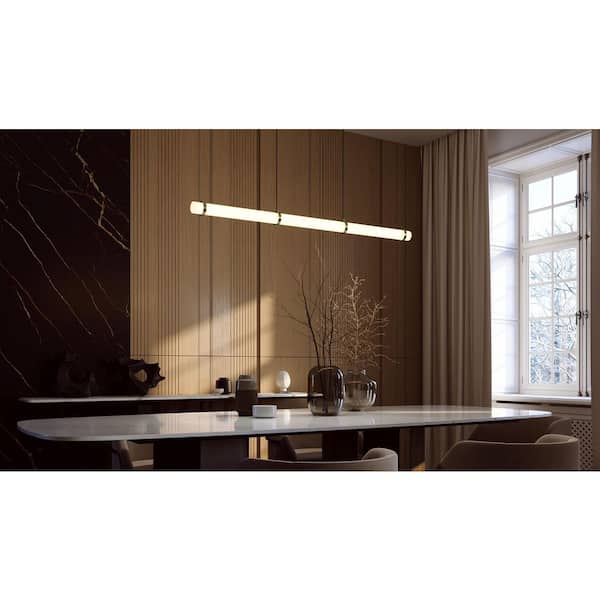 Miami 45-Watt 1-Light Light Antique Brass Shaded Integrated LED Pendant Light with Acrylic Shade